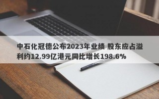 中石化冠德公布2023年业绩 股东应占溢利约12.99亿港元同比增长198.6%